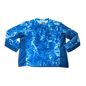 Habit Waves Performance Tee XL Blue Moisture Wicking UPF 40+ Long Sleeve Fishing